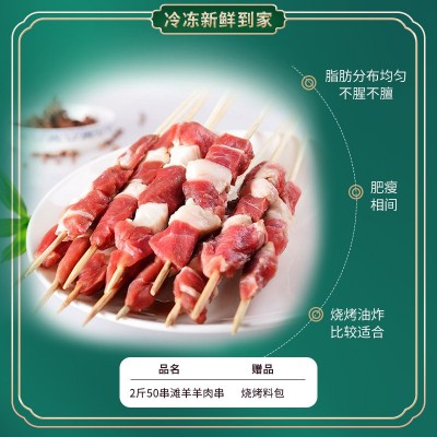 羊肉新鲜 宁夏滩羊 羊肉串 烧烤食材 生鲜肉宁夏羊肉串批发 500克