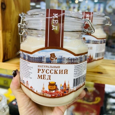 俄罗斯椴树蜜食品1000g杰克熊椴树蜜大卡扣罐装蜂蜜冲泡饮品批发